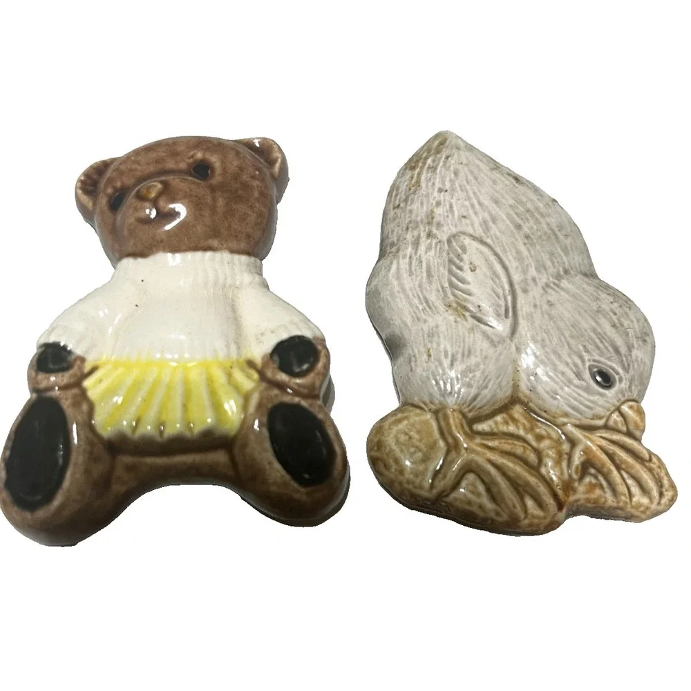 Mudlen Originals Ceramic Pottery Bear & Chick Refrigerator Magnets Temecula CA